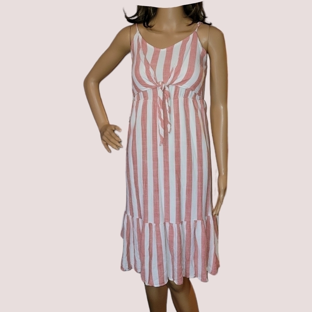 Everly Sleeveless Nautical Pink Stripe Dress Size Small Cruise T10